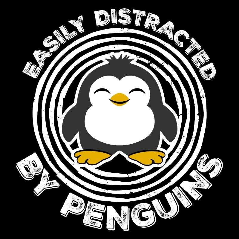 Facilement distrait par les pingouins Drôle Mignon Pingouin