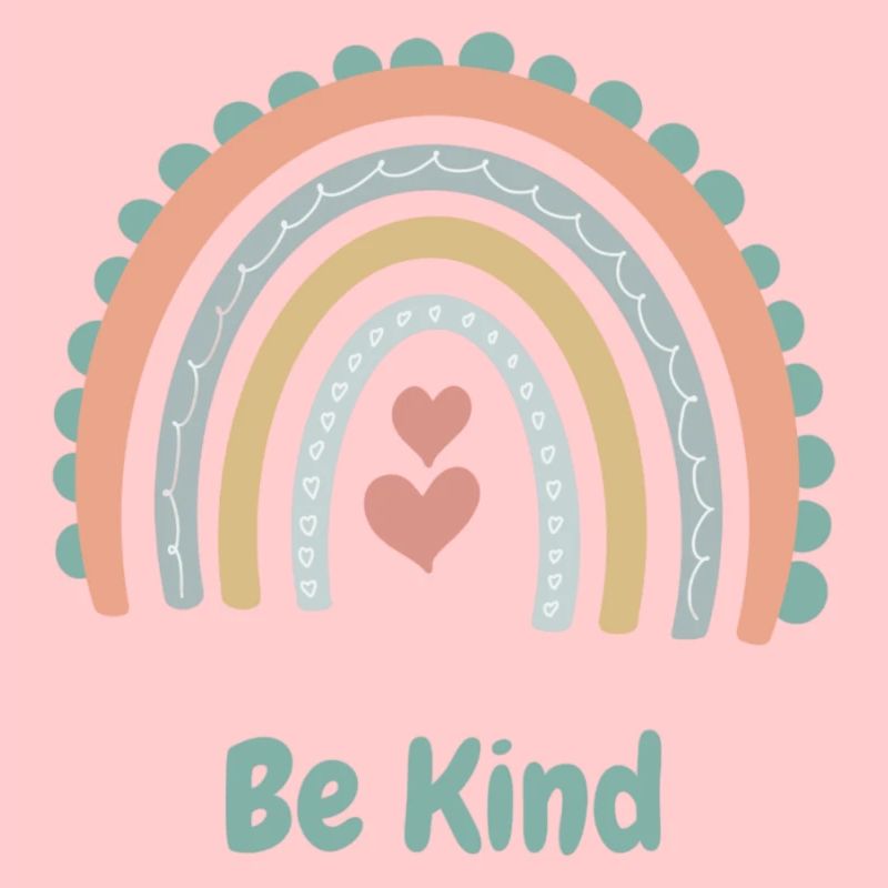 Be Kind - Regenbogen und Herzen - Boho
