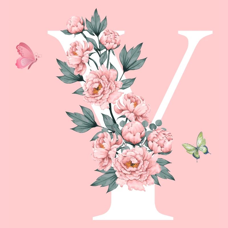 Buchstaben und rosa Blumen