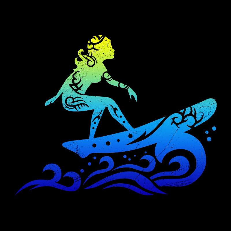 Surfer Mädchen Surfen Tribal Tattoo Geschenkidee