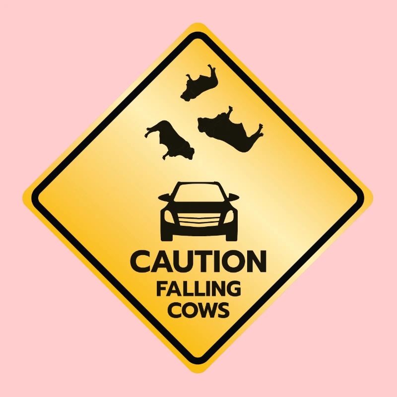 Caution Sign Falling Cows
