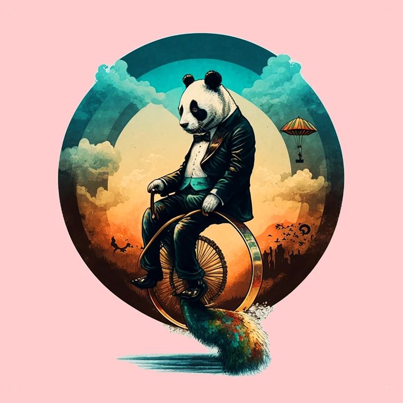 Panda auf einem Einrad