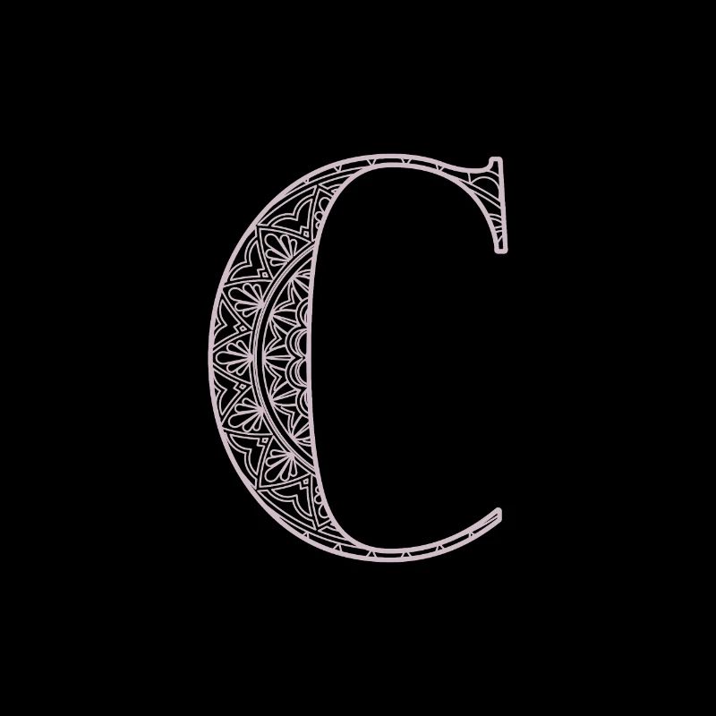 Mandala Monogram Initial in Dusky Pink - LetterC
