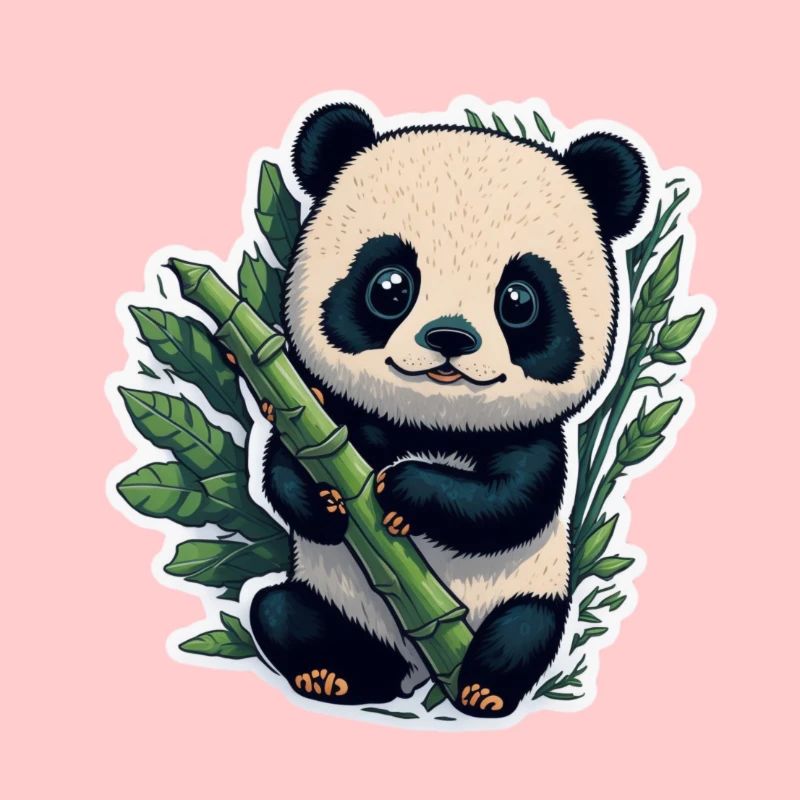 Panda mignon avec bambou