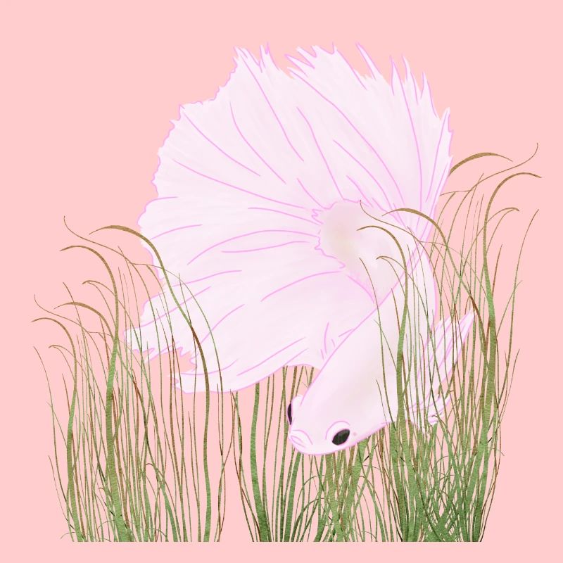 Betta Splendense Halfmoon Left Pink