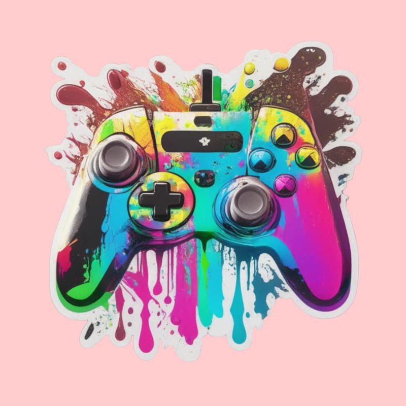 Gaming Controller Rainbow Splash