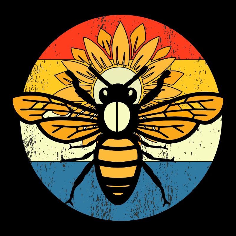 Vintage bee retro sunset