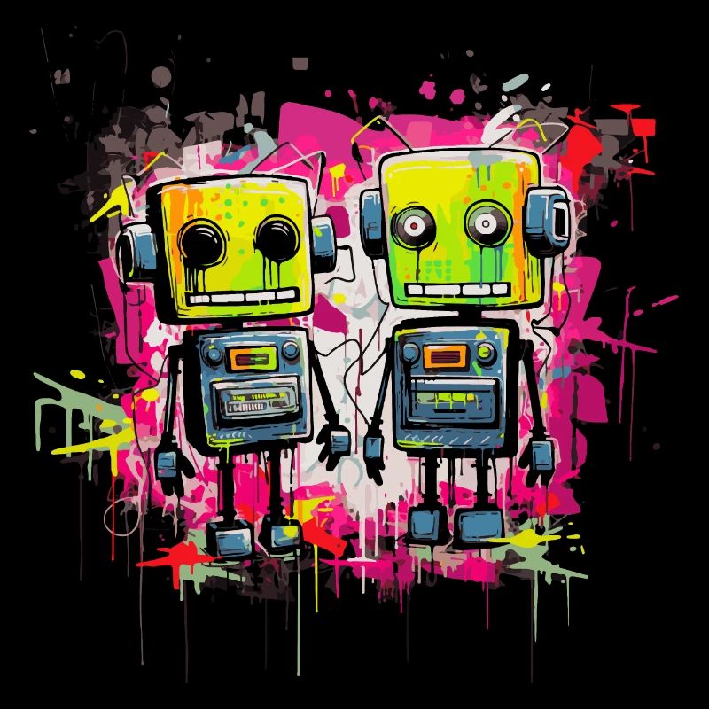 Farbenfrohes Roboter-Duo