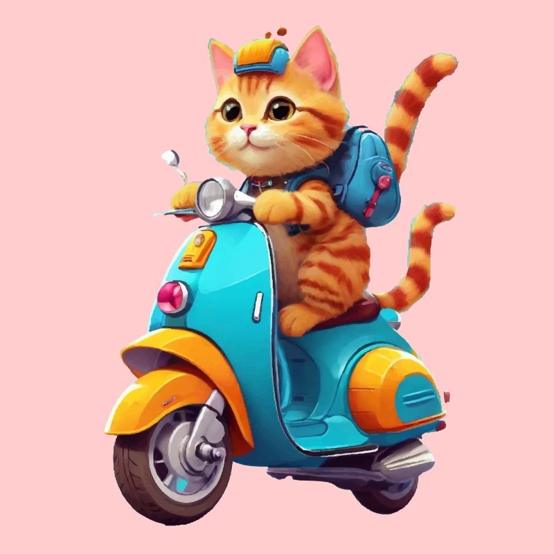 Cat Rides Scooter