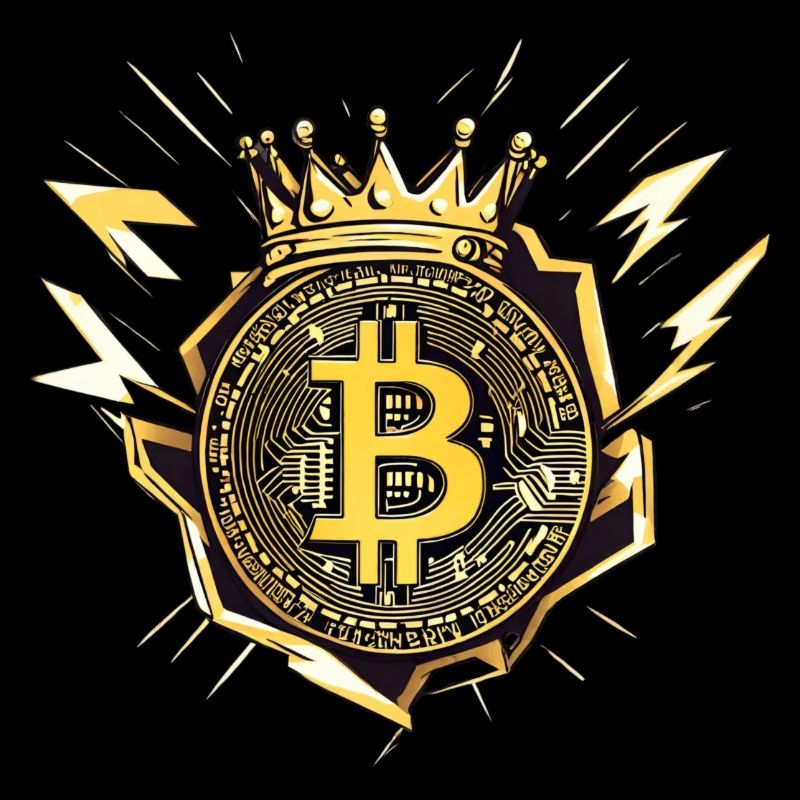 King Bitcoin mit Blitzen