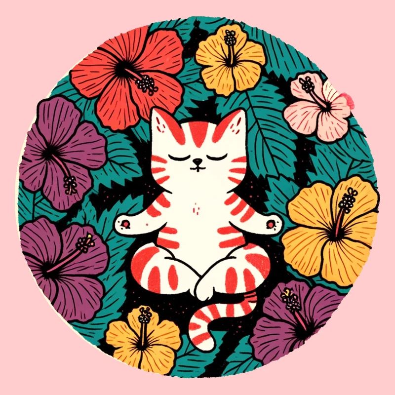Zen Hibiscus Cat