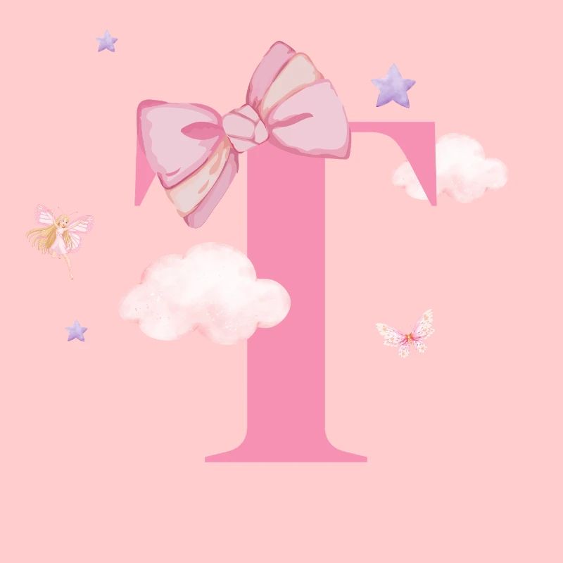 Letter t Pink Clouds