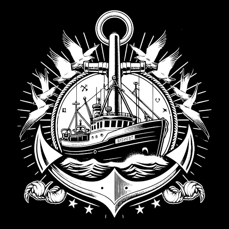 Logo de bateau de pêche
