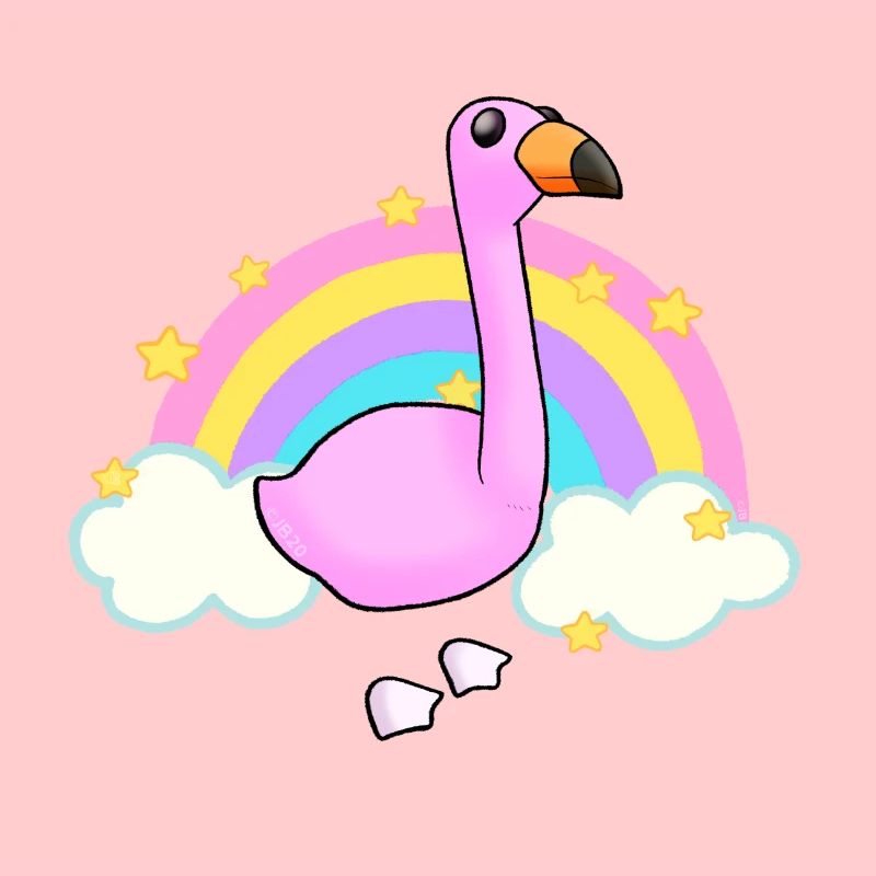 Flamingo und ein Regenbogen-Cartoon