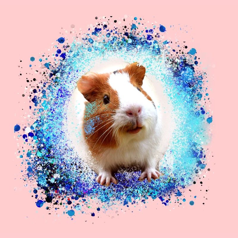 guinea pig, graffiti,painting,green,blue