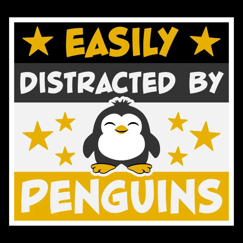 Facilement distrait par les pingouins Drôle Mignon Pingouin