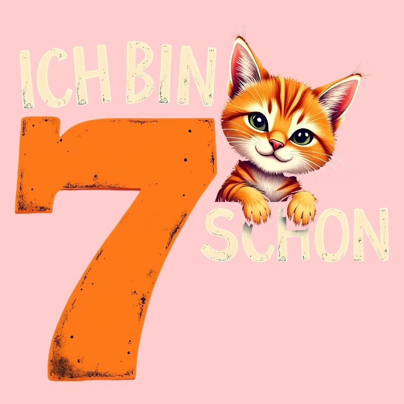 7. Geburtstag Mädchen Junge Katze Ich Bin Schon