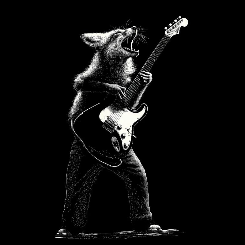 Rockender Rotfuchs mit E-Gitarre Geschenk Musikfan