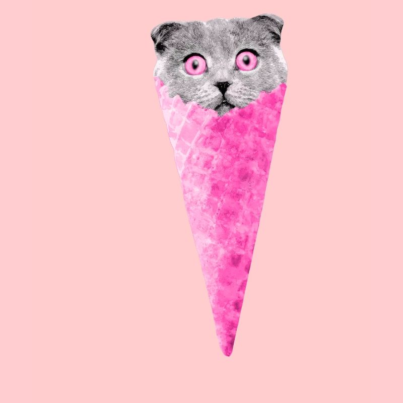 Chat graphique chat rose cornet de crème glacée chat Clipart
