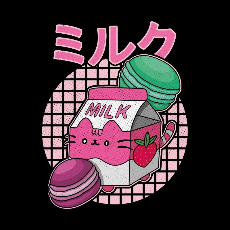 Erdbeeren Milkshake Japan Macaroon Spruch