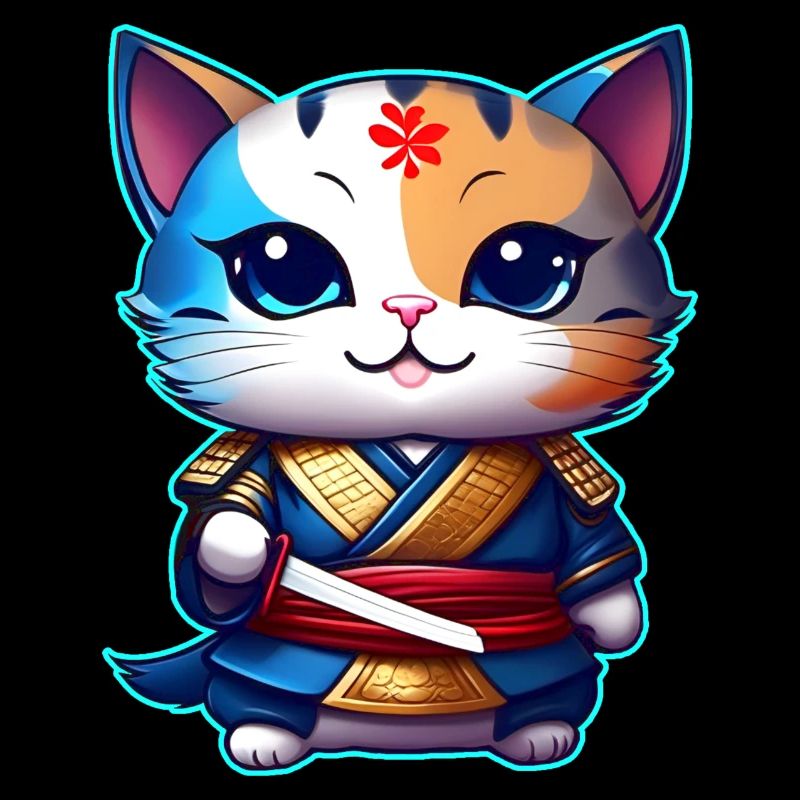 Cute samurai cat