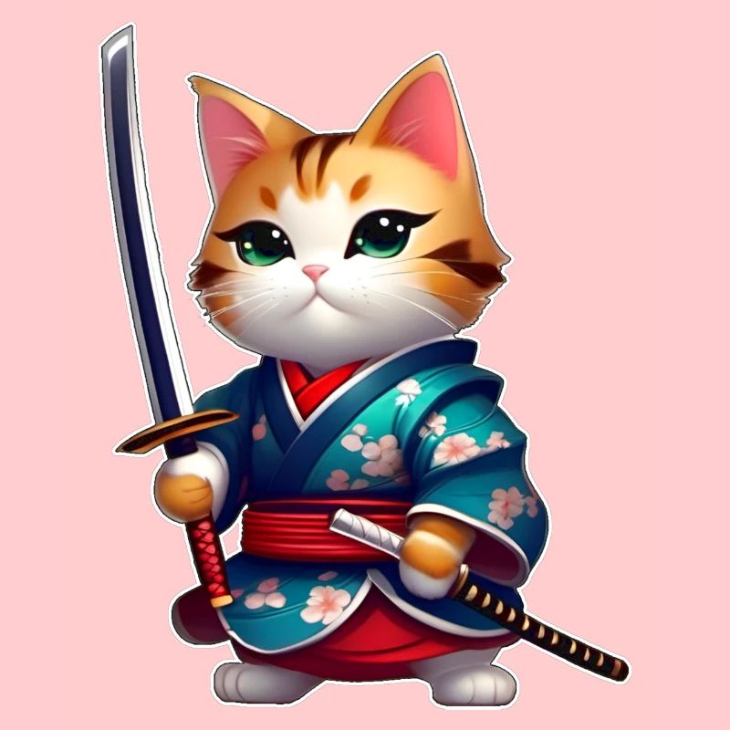 Cute samurai cat