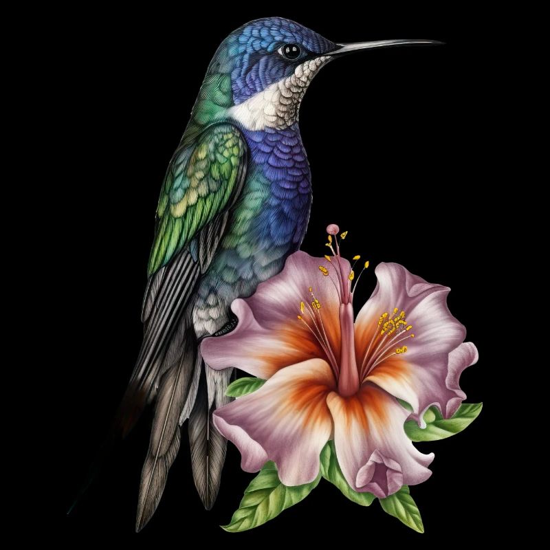 Mignon colibri avec fleur