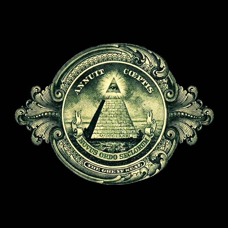 All seeing eye, pyramid, dollar, freemason, god