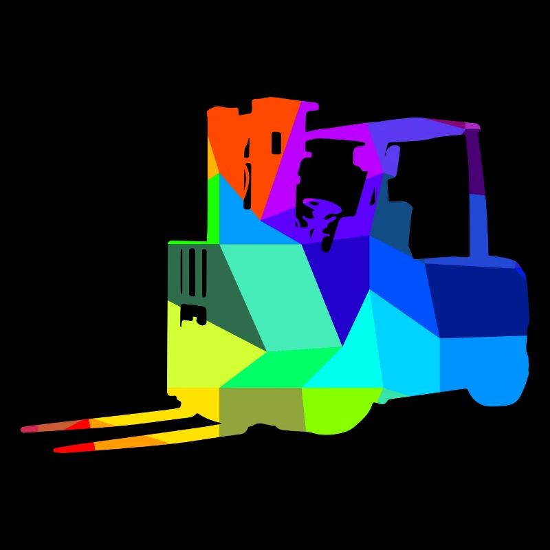 Forklift Rainbow Polygon Construction Vehicle