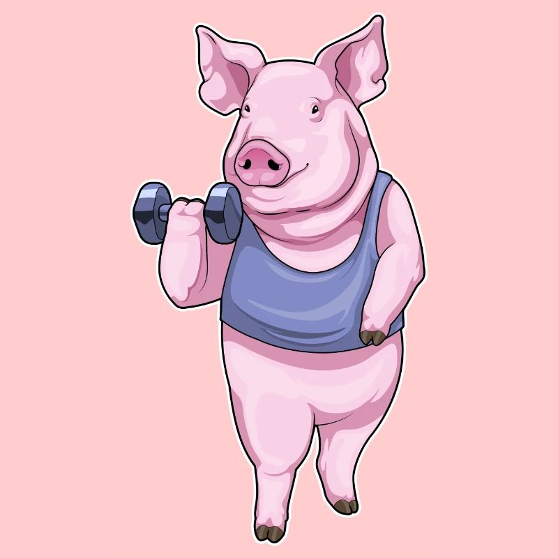 Bodybuilder cochon avec haltères