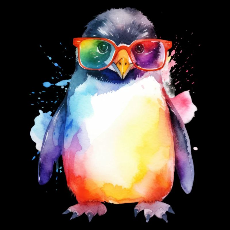Bunter cooler Pinguin mit Sonnenbrille