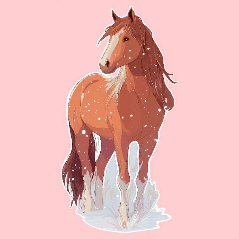 Pferd mit Schneeflocken