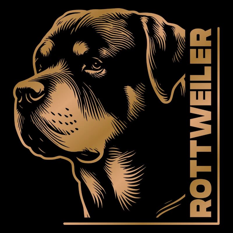 Tête de dessin ROTTWEILER or