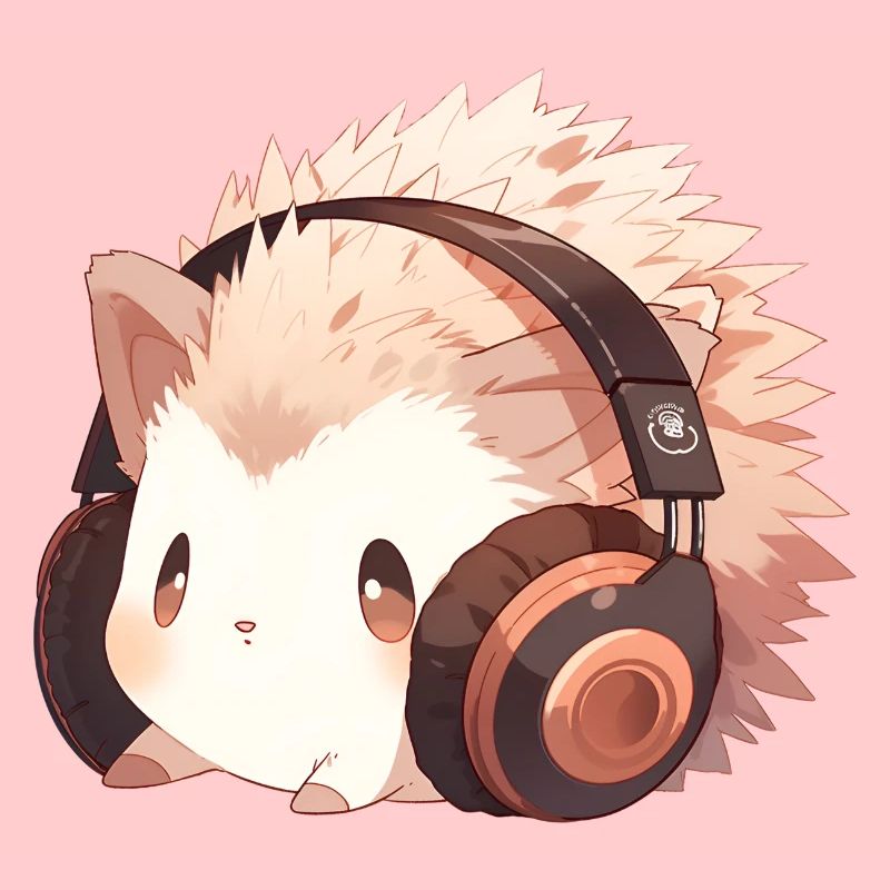 Hérisson mignon avec des écouteurs