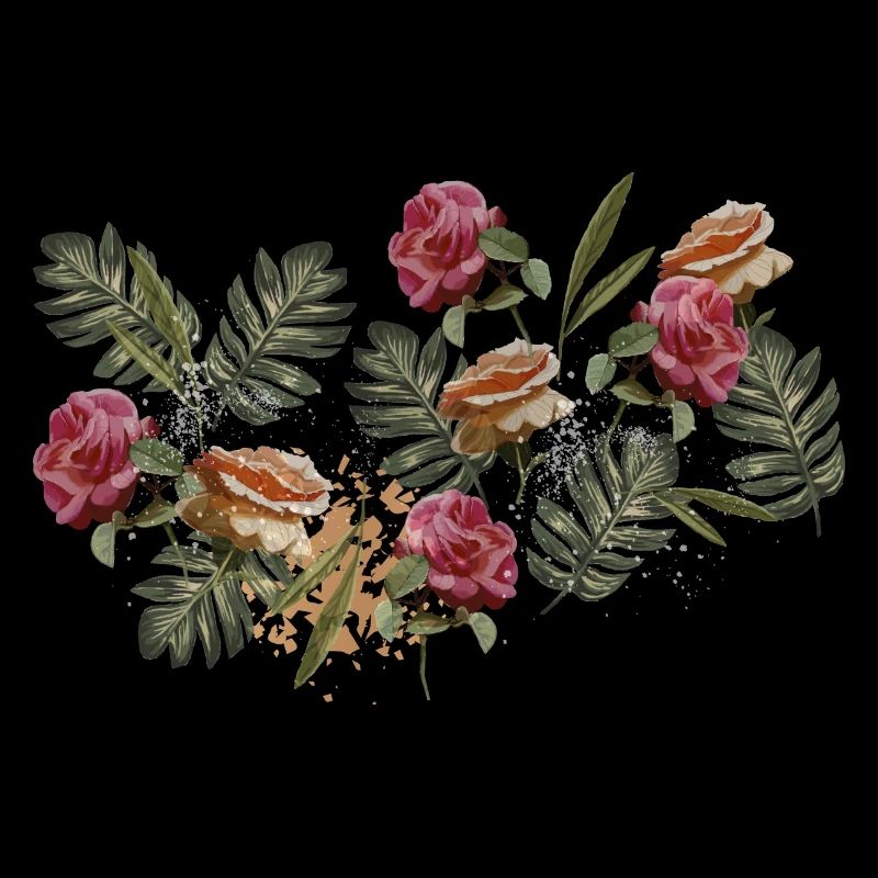 Flowers Floral Pattern Elegant Rose Leaves