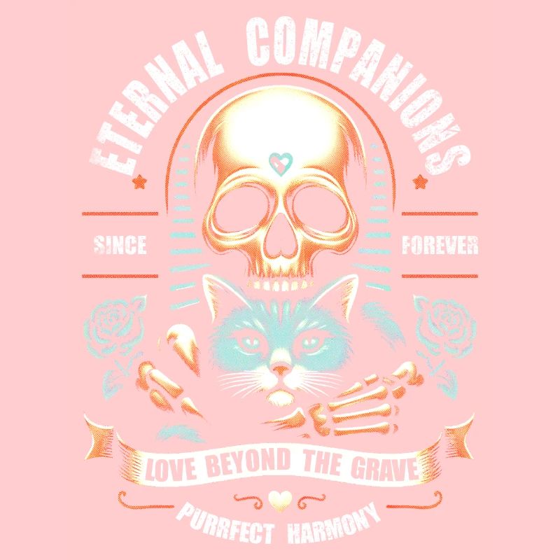 Compagnons éternels Crâne et chaton