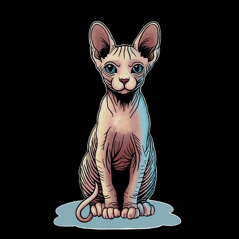 Illustration d’un chat sphynx aux couleurs vives