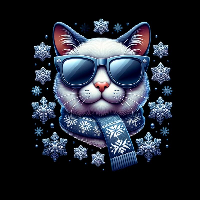 Christmas Cat Snowflakes Christmas