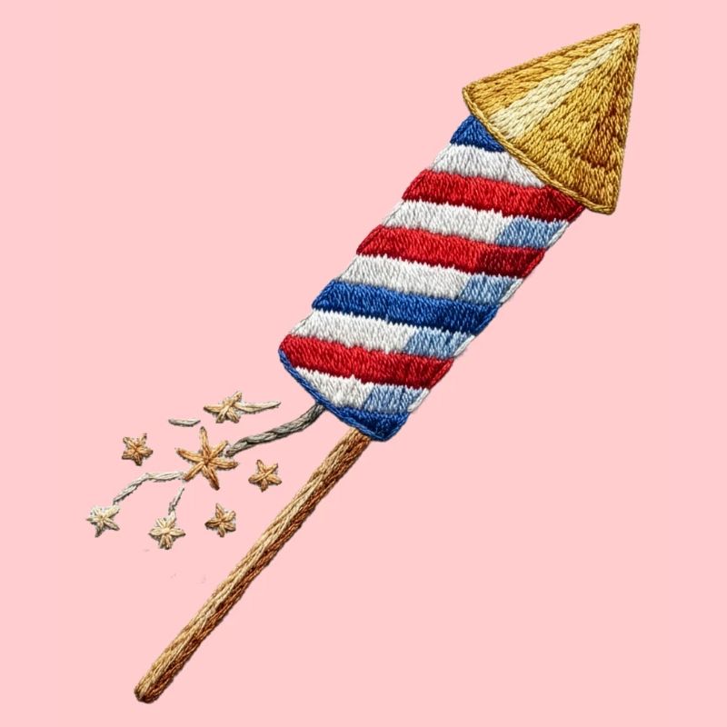 Fireworks arrow in embroidered look (printed)