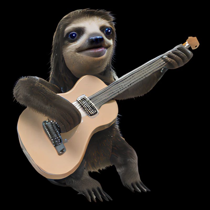 Sloth with guitar