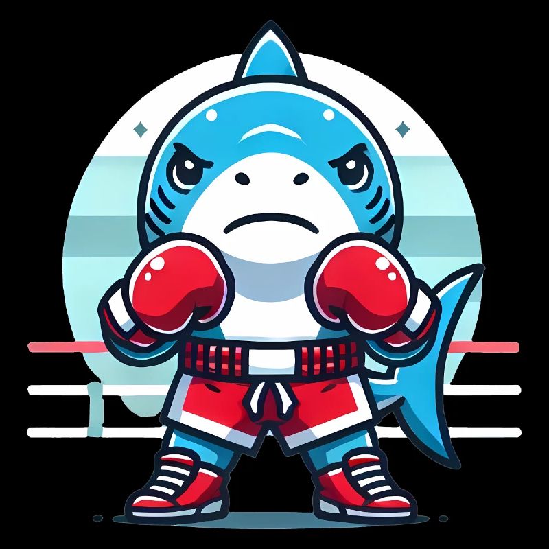 Requin Boxe Champion Dessin Animé Design