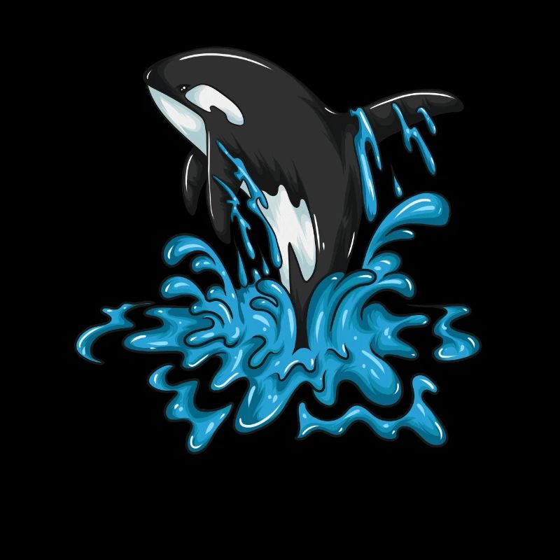 Freudiger Wal Orca Springt Glücklicht Waldesign
