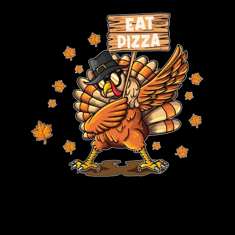 Turkey Wearing Hat Glasses Making Dabbing Eat Pizza