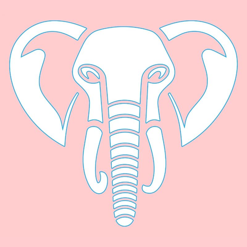 Elephant Majesty: empreinte de tête d’éléphant, bleu.