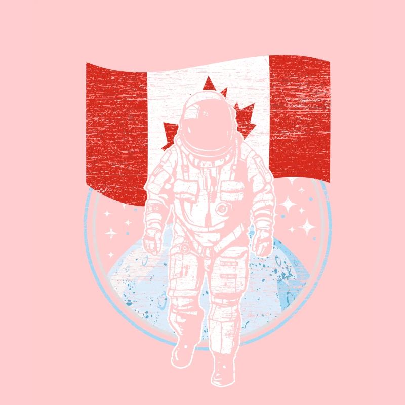 L'astronaute avec le drapeau du Canada dans l'espace
