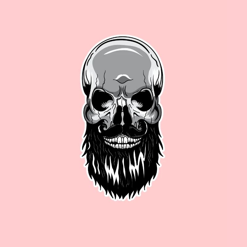Skull beard bald head skeleton