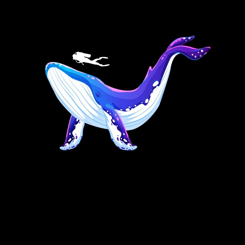 Blue whale and diver design