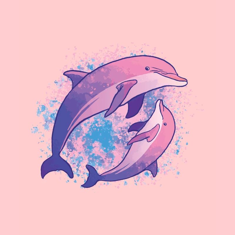 Dolphins Tie Dye Colorée Famille de dauphins