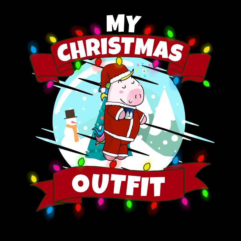 Mein Weihnachten Outfit Weihnachtsmann Einhorn