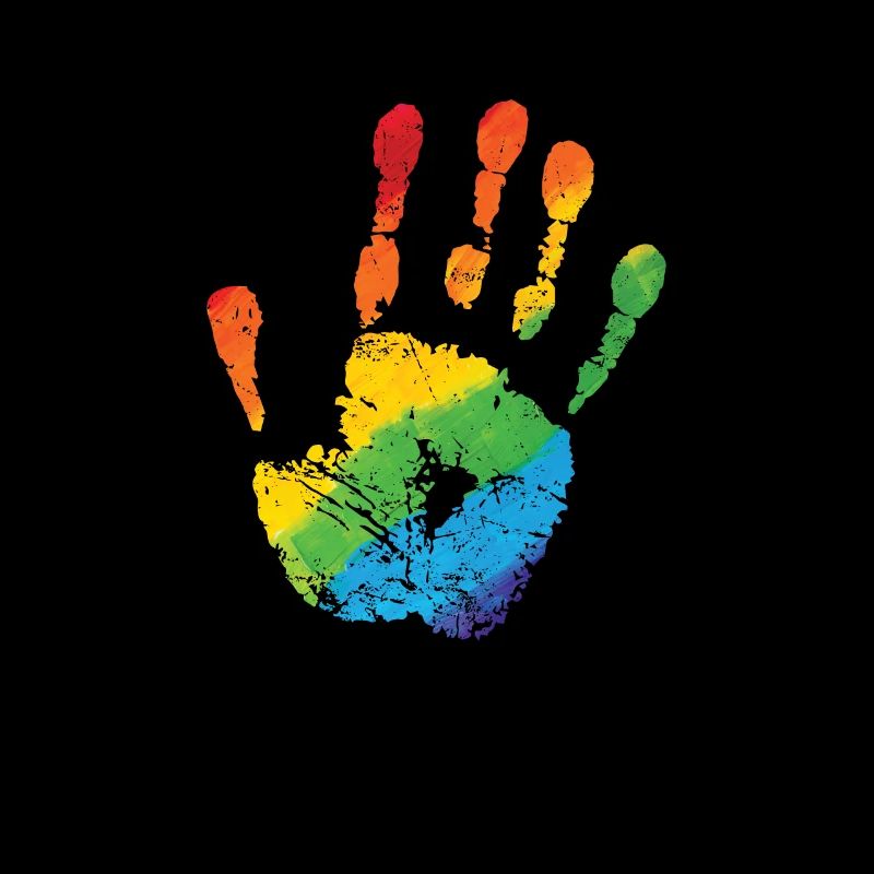 Hand in LGBT Farbe Regenbogenfarben
